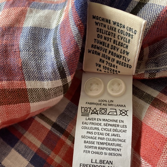 LL Bean Linen Plaid Shirt - Picture 8 of 13